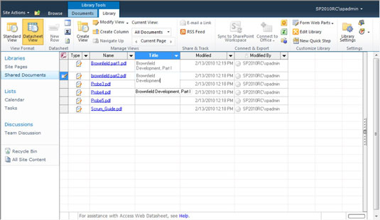 Få dine dokumenter ind i et bibliotek med SharePoint 2010