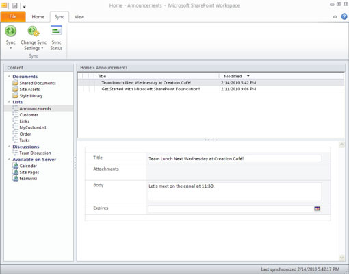 Merrni Listat e SharePoint 2010 Offline