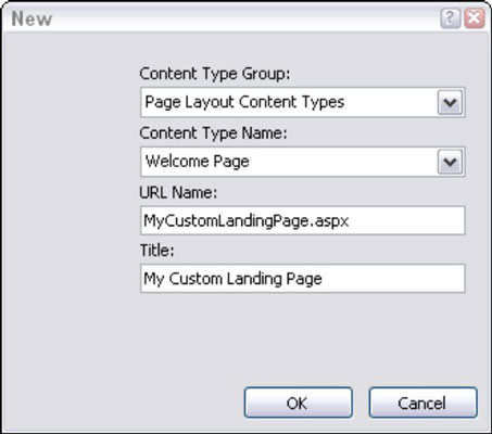 Opprett et nytt sideoppsett i SharePoint 2010