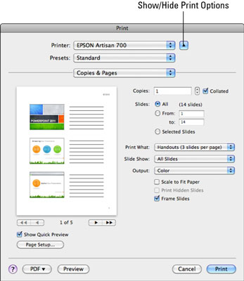 Office 2011 for Mac: printige oma PowerPointi esitlus