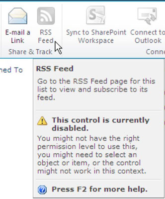 Peržiūrėkite ir skaitykite RSS informacijos santraukas „SharePoint 2010“.