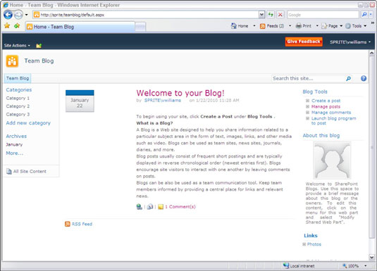 Informasjonsdeling med blogger og SharePoint 2010