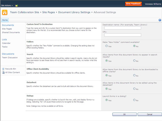 Apliqueu o modifiqueu la configuració avançada a SharePoint 2010