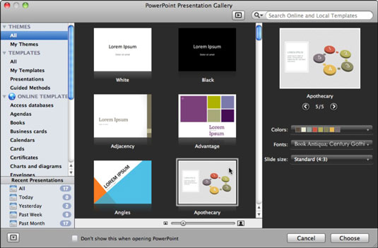 Ανοίξτε το PowerPoint Presentation Gallery στο Office 2011 για Mac