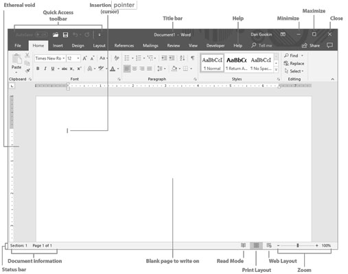 Susipažinkite su Word 2019 ekranu