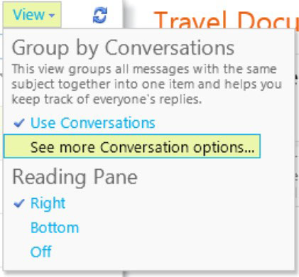 Vista de conversa d'Outlook mitjançant Exchange Online