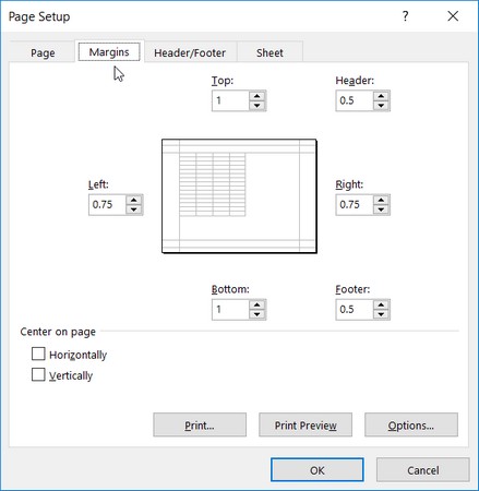 Hvordan endre sideoppsett i Excel 2019