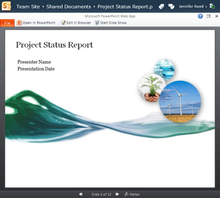 Потребителският интерфейс на PowerPoint Web App