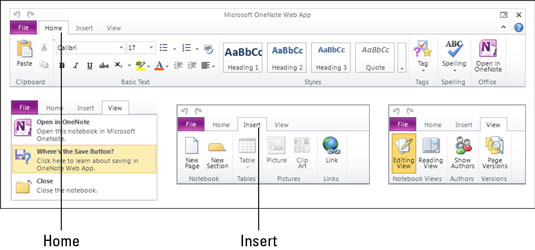 OneNote Web App -käyttöliittymän käyttäminen