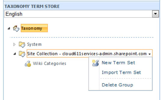 Importer en ny tilpasset taksonomi til SharePoint Online Term Store