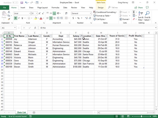 Bruke Excel 2019-filtre