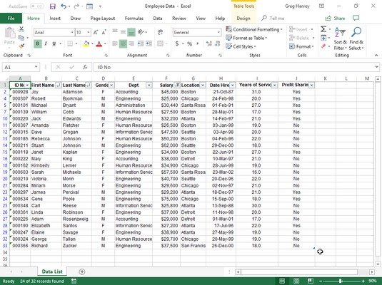 Bruke Excel 2019-filtre