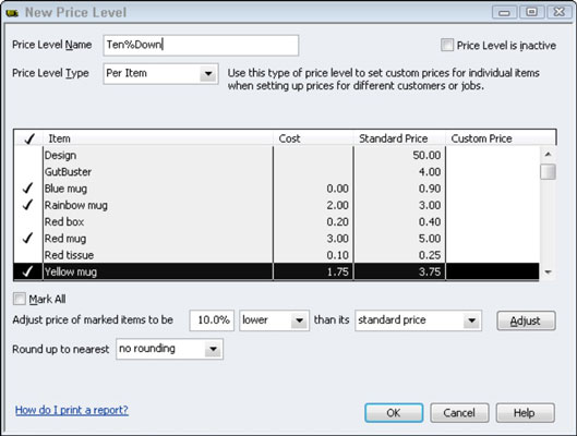 Hogyan állítsuk be az árszinteket a QuickBooks 2012-ben