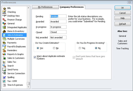 Kontrolējiet darbu un aplēses darbu, izmantojot QuickBooks 2012