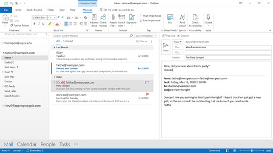 Hvordan videresende e-postmeldinger i Microsoft Outlook 2019