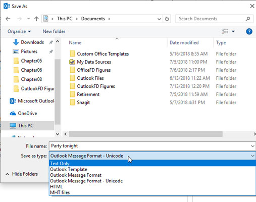 Saglabājiet Microsoft Outlook 2019 ziņojumu kā failu