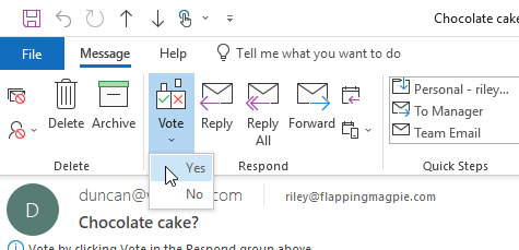 Ako hlasovať v programe Microsoft Outlook 2019