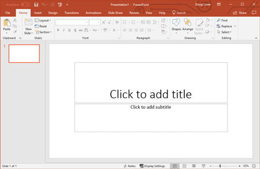 Лентата на Microsoft PowerPoint 2019