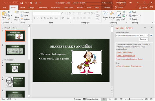 PowerPoint 2019 -diakirjastot ja tapoja käyttää dioja uudelleen