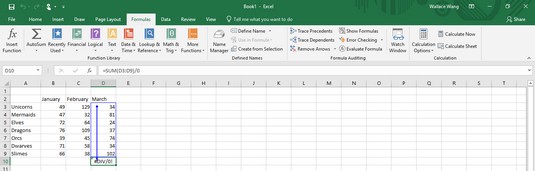 Excel-virheet: Excel 2019 -kaavojen tarkastaminen