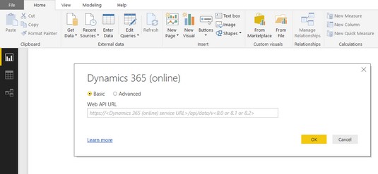 Kā izveidot savienojumu ar Dynamics 365, izmantojot Power BI Desktop