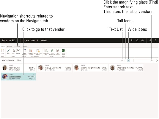 Navigācija programmā Dynamics 365 Business Central