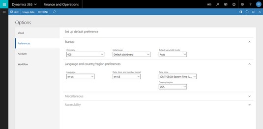 D365O: Навигация и потребителски предпочитания в Dynamics 365 Finance and Operations