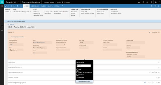 Dynamics 365 for Finance and Operations: Prispôsobenie používateľského rozhrania D365O