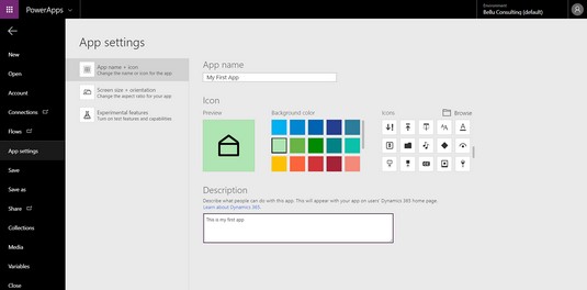 Dynamics 365 PowerApps: conjunts d'opcions, connexions de dades i configuració d'aplicacions