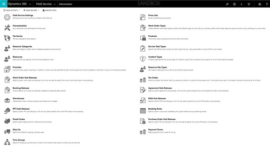 Kľúčové komponenty Dynamics 365 for Field Service