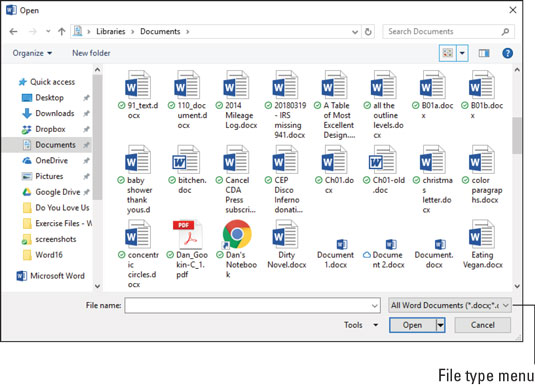 Mnoho, veľa formátov dokumentov dostupných v programe Word 2019