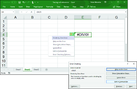 „Excel 2019“ formulių klaidų aptikimas ir taisymas