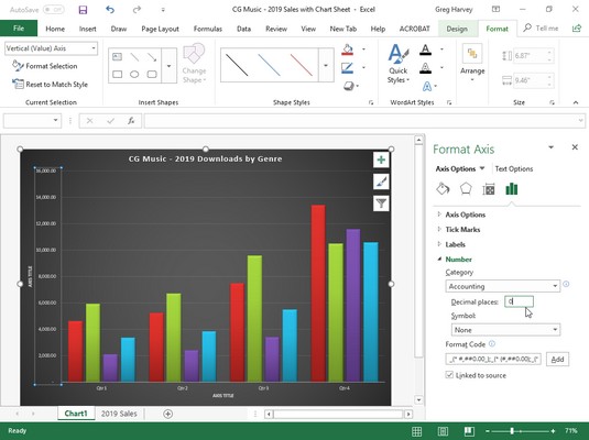 Sådan formateres et diagram i Excel 2019