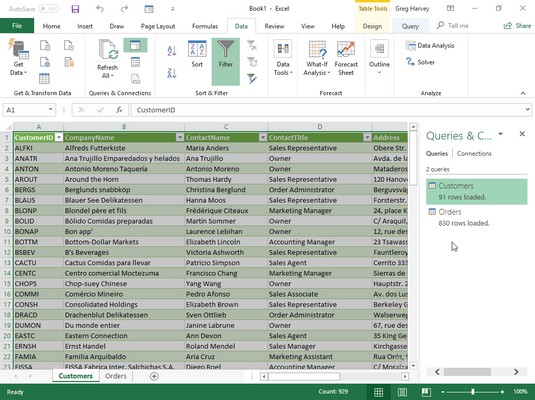 Kaip pateikti užklausą dėl prieigos duomenų bazės lentelių iš „Excel 2019“.