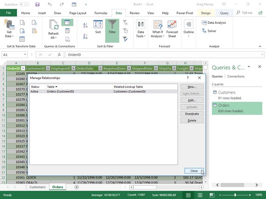 Kā vaicāt Access datu bāzes tabulām programmā Excel 2019