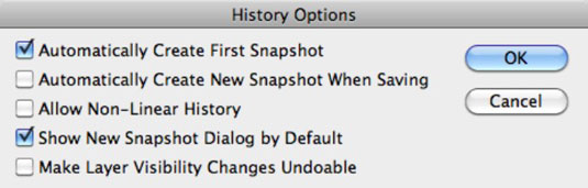 Jak používat dialogové okno Možnosti historie ve Photoshopu CS6