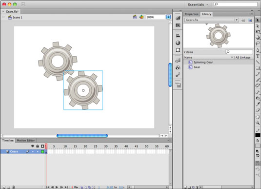 Sådan oprettes og placeres filmklip i Adobe Flash CS6