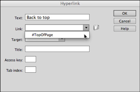 Hur man länkar till ett ankare manuellt i Adobe Dreamweaver CS6