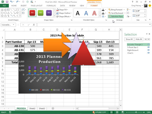 Kaip perkelti grafinius objektus į skirtingus sluoksnius programoje „Excel 2013“.