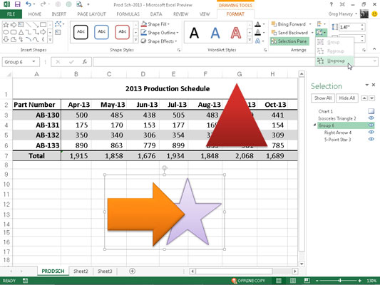 Slik justerer og grupperer du grafiske objekter i Excel 2013