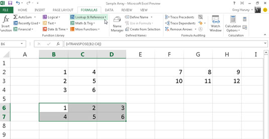 Lahtrite vahemike ülekandmine Excel 2013-s