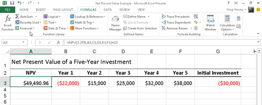 Kaip apskaičiuoti grynąją dabartinę vertę programoje „Excel 2013“.