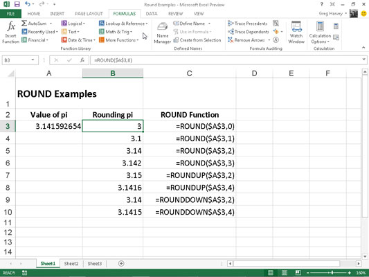 Kaip suapvalinti skaičius programoje „Excel 2013“.