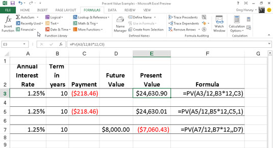 Com calcular el valor actual a Excel 2013