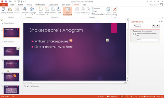 Как да добавите коментари към презентация на PowerPoint 2013