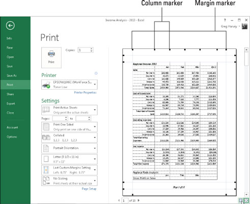 Com fer un massatge als marges a Excel 2013