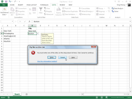 Limiteu l'entrada de dades amb la validació de dades a Excel 2013