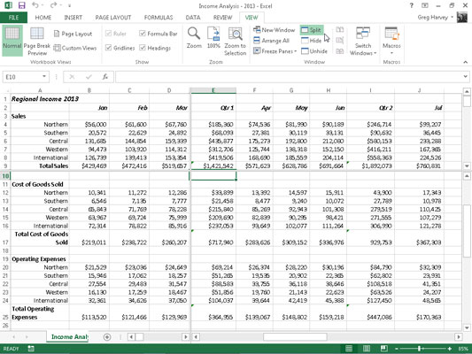 Πώς να χωρίσετε ένα φύλλο εργασίας του Excel 2013 σε παράθυρα