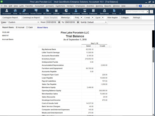 Gennemgang af revisor- og skatterapporterne i QuickBooks 2018