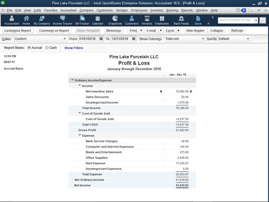 QuickBooks 2018 aruandeakna kastid